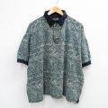 XL★古着 半袖 ポロ シャツ メンズ 00年代 00s 総柄 鹿の子 大きいサイズ コットン 濃緑他 グリーン 25sep02 中古 トップス