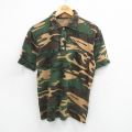 【20%OFF】L★古着 半袖 ポロ シャツ メンズ 80年代 80s グリーンリーフカモ ベージュ他 カーキ 迷彩 25sep02 中古 トップス