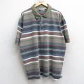 【20%OFF】XL★古着 エアロポステール AEROPOSTALE 半袖 ポロ シャツ メンズ 90年代 90s 鹿の子 大きいサイズ コットン 茶他 ブラウン ボーダー 25sep06 中古 トップス