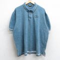 XL★古着 半袖 ポロ シャツ メンズ 90年代 90s NEW SEARURY 総柄 鹿の子 大きいサイズ コットン USA製 青緑他 25sep06 中古 トップス