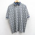 XL★古着 ピューリタン 半袖 ポロ シャツ メンズ 総柄 紺他 ネイビー 25sep06 中古 トップス