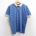 L★古着 半袖 ポロ シャツ メンズ 80年代 80s コットン USA製 青他 ブルー ボーダー 25sep06 中古 トップス