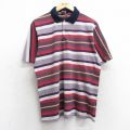 L★古着 半袖 ポロ シャツ メンズ 90年代 90s 赤他 レッド ボーダー 25sep11 中古 トップス