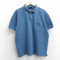 L★古着 ピューリタン 半袖 ポロ シャツ メンズ 00年代 00s 鹿の子 コットン 薄紺 ネイビー 25sep11 中古 トップス