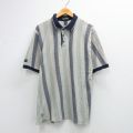 L★古着 半袖 ポロ シャツ メンズ 90年代 90s コットン USA製 ベージュ他 ストライプ 26mar28