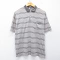 XL★古着 半袖 ポロ シャツ メンズ 80年代 80s USA製 茶系 ボーダー 26apr17