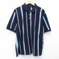 L★古着 ベーシックエディションズ 半袖 ポロ シャツ メンズ 90年代 90s 鹿の子 コットン 濃紺他 ストライプ 26apr28