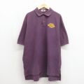 XL★古着 半袖 ポロ シャツ メンズ 90年代 90s Cabot 鹿の子 大きいサイズ コットン USA製 パープル 26may19