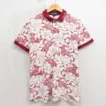 XL★古着 半袖 ポロ シャツ メンズ 90年代 90s 花 コットン USA製 バーガンディ 26may19