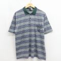 L★古着 半袖 ポロ シャツ メンズ 90年代 90s カナダ製 グレー ボーダー 26may23