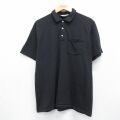 L★古着 半袖 ポロ シャツ メンズ 80年代 80s USA製 ブラック 26may23