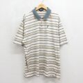 XL★古着 半袖 ポロ シャツ メンズ 90年代 90s 大きいサイズ コットン USA製 ベージュ 26jun02