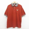 XL★古着 半袖 ポロ シャツ メンズ 90年代 90s ロングボーン 鹿の子 コットン USA製 バーガンディ 26jun02