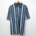 ピューリタン 00s 半袖ポロシャツ ストライプ ネイビー XL | 古着