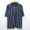 ピューリタン 00s 半袖ポロシャツ ストライプ ネイビー XL | 古着