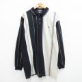 ポロ 90s 長袖ポロシャツ ストライプ ネイビー L | 古着