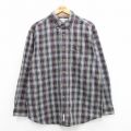 L★古着 長袖 シャツ メンズ コットン ボタンダウン 紫系他 パープル チェック 24feb20 中古 トップス