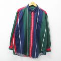 90s 長袖シャツ ネイビーストライプ XL | 古着