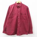 XL★古着 長袖 シャツ メンズ 00年代 00s コットン ボタンダウン エンジ 24aug01 中古 トップス