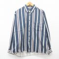 XL★古着 メンバーズオンリー 長袖 シャツ メンズ 大きいサイズ ボタンダウン 紺他 ネイビー ストライプ 24sep09 中古 トップス
