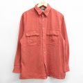 XL★古着 長袖 シャツ メンズ 90年代 90s コットン カナダ製 エンジ系 24sep11 中古 トップス