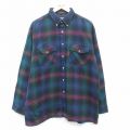 XL★古着 バンヒューセン 長袖 シャツ メンズ 90年代 90s ボタンダウン 緑他 グリーン 24oct09 中古 トップス