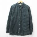 XL★古着 長袖 シャツ メンズ コットン ボタンダウン 緑他 グリーン チェック 24oct10 中古 トップス