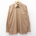 XL★古着 長袖 シャツ メンズ 70年代 70s ロング丈 ナイロン 薄茶系 ブラウン 【spe】 24nov25 中古 トップス