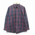 L★古着 バンヒューセン 長袖 シャツ メンズ 90年代 90s 紺他 ネイビー チェック 24nov30 中古 トップス
