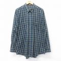 XL★古着 バンヒューセン 長袖 シャツ メンズ 00年代 00s 大きいサイズ ロング丈 コットン 開襟 オープンカラー 緑 グリーン チェック 24dec10 中古 トップス