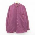 XL★古着 FADED GLORY 長袖 シャツ メンズ 00年代 00s 大きいサイズ ロング丈 コットン ボタンダウン エンジ 24dec16 中古 トップス