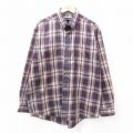 XL★古着 バンヒューセン 長袖 シャツ メンズ ボタンダウン 紺他 ネイビー チェック 25jan14 中古 トップス