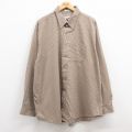 XL★古着 バンヒューセン 長袖 シャツ メンズ 大きいサイズ ロング丈 コットン ボタンダウン ベージュ他 カーキ チェック 25jan17 中古 トップス