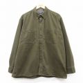 XL★古着 長袖 シャツ メンズ 00年代 00s 大きいサイズ コットン ボタンダウン 濃緑 グリーン デニム 25feb21 中古 トップス
