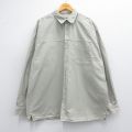 XL★古着 長袖 シャツ メンズ 大きいサイズ ロング丈 コットン ベージュ系 カーキ 25feb22 中古 トップス