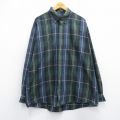 XL★古着 バンヒューセン 長袖 シャツ メンズ 大きいサイズ ボタンダウン 紺他 ネイビー チェック 25feb22 中古 トップス