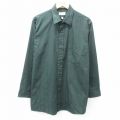 XL★古着 バンヒューセン 長袖 シャツ メンズ ロング丈 緑他 グリーン ストライプ 25feb25 中古 トップス
