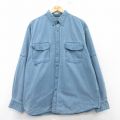 XL★古着 FADED GLORY 長袖 シャツ メンズ 大きいサイズ コットン ボタンダウン 薄紺 ネイビー 25feb26 中古 トップス