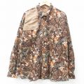 XL★古着 長袖 シャツ メンズ シカ ヒジ当て 大きいサイズ コットン ボタンダウン 茶他 ブラウン 25feb26 中古 トップス