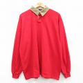 XL★古着 キャンパス 長袖 ラガー シャツ メンズ 90年代 90s 大きいサイズ USA製 赤他 レッド 25mar01 中古 トップス