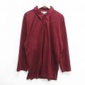 XL★古着 長袖 ポロ シャツ メンズ ロング丈 エンジ 25mar01 中古 トップス