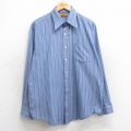 XL★古着 バンヒューセン 長袖 シャツ メンズ 90年代 90s 薄紺他 ネイビー ストライプ 25mar04 中古 トップス