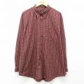 XL★古着 バンヒューセン 長袖 シャツ メンズ 大きいサイズ ボタンダウン 赤他 レッド チェック 25mar11 中古 トップス