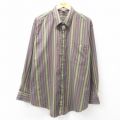 XL★古着 バンヒューセン 長袖 シャツ メンズ 00年代 00s 大きいサイズ ロング丈 緑他 グリーン ストライプ 25mar12 中古 トップス