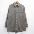XL★古着 バンヒューセン 長袖 シャツ メンズ 90年代 90s 薄茶 ブラウン ストライプ 25mar17 中古 トップス