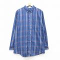 ロング丈 長袖シャツ ネイビーチェック L | 古着