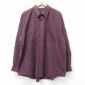 XL★古着 バンヒューセン 長袖 シャツ メンズ 大きいサイズ 濃赤他 レッド チェック 25mar26 中古 トップス