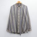 XL★古着 バンヒューセン 長袖 シャツ メンズ 大きいサイズ ボタンダウン ベージュ他 カーキ ストライプ 25apr17 中古 トップス