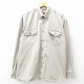 XL★古着 長袖 シャツ メンズ 大きいサイズ コットン ボタンダウン ベージュ カーキ 25apr18 中古 トップス