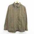 XL★古着 長袖 シャツ メンズ 大きいサイズ コットン ボタンダウン 緑他 グリーン チェック 25apr19 中古 トップス